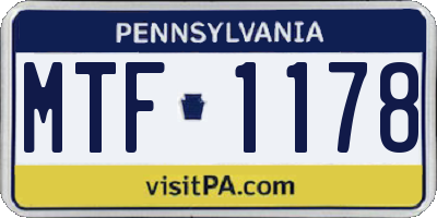 PA license plate MTF1178