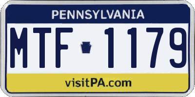 PA license plate MTF1179