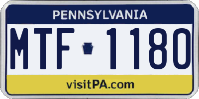 PA license plate MTF1180