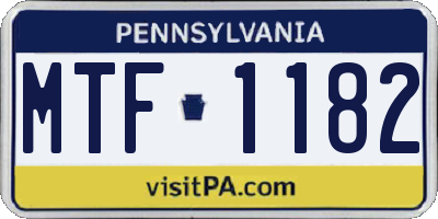 PA license plate MTF1182