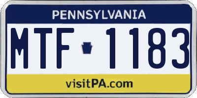 PA license plate MTF1183