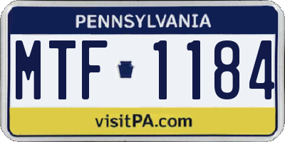 PA license plate MTF1184