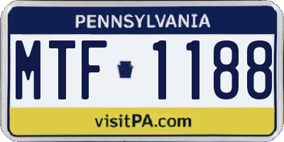 PA license plate MTF1188