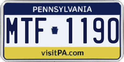 PA license plate MTF1190