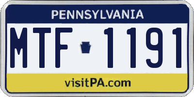 PA license plate MTF1191