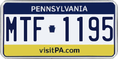 PA license plate MTF1195