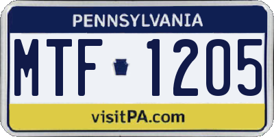 PA license plate MTF1205