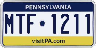 PA license plate MTF1211