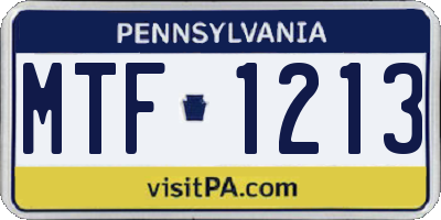PA license plate MTF1213