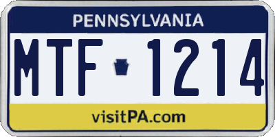 PA license plate MTF1214