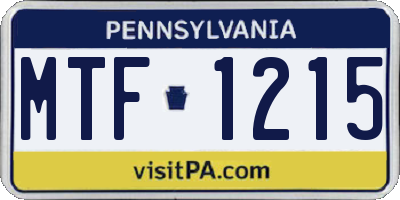 PA license plate MTF1215