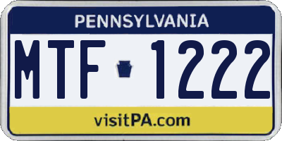 PA license plate MTF1222