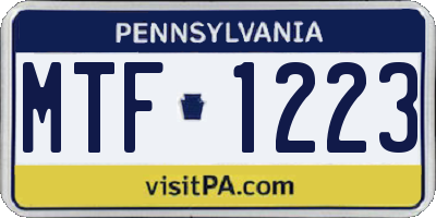 PA license plate MTF1223