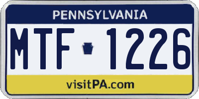 PA license plate MTF1226
