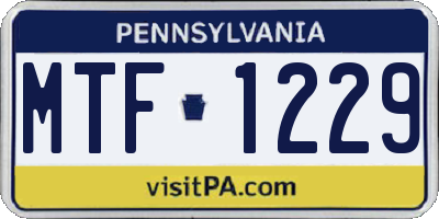 PA license plate MTF1229