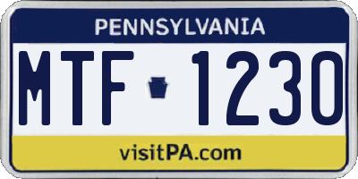 PA license plate MTF1230