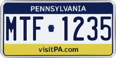 PA license plate MTF1235