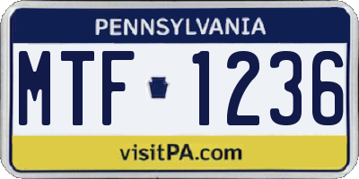 PA license plate MTF1236