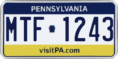 PA license plate MTF1243