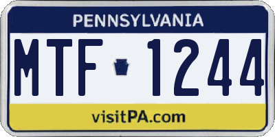 PA license plate MTF1244