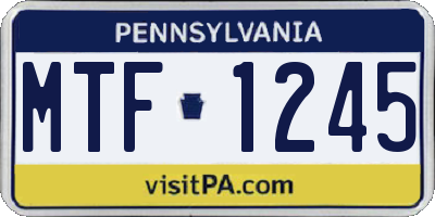 PA license plate MTF1245