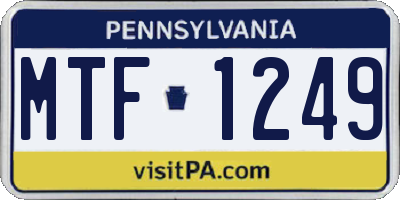 PA license plate MTF1249