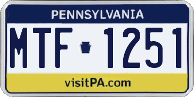 PA license plate MTF1251