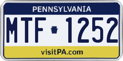 PA license plate MTF1252