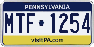 PA license plate MTF1254