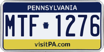 PA license plate MTF1276