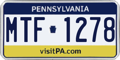 PA license plate MTF1278