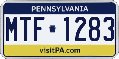 PA license plate MTF1283