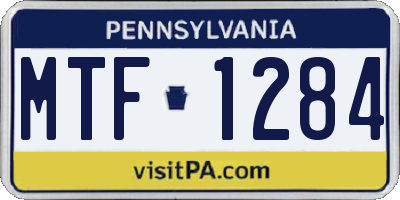 PA license plate MTF1284