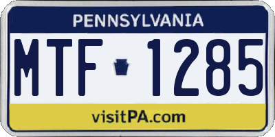 PA license plate MTF1285