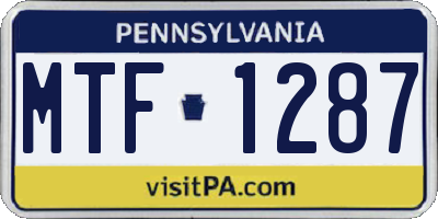 PA license plate MTF1287