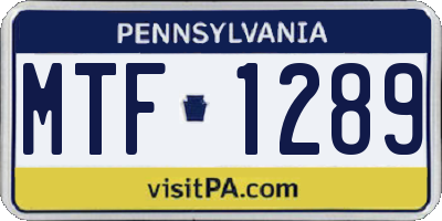 PA license plate MTF1289