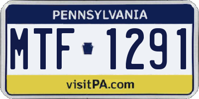 PA license plate MTF1291