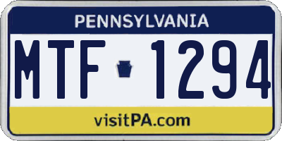 PA license plate MTF1294