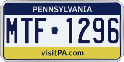 PA license plate MTF1296