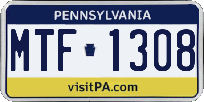 PA license plate MTF1308