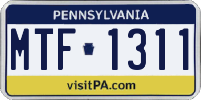 PA license plate MTF1311