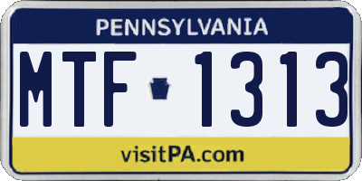PA license plate MTF1313