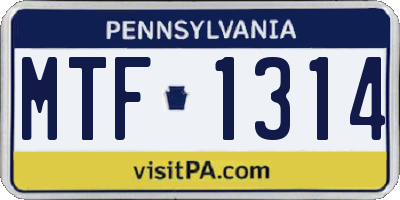 PA license plate MTF1314