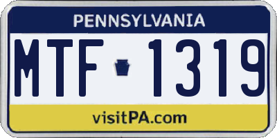 PA license plate MTF1319