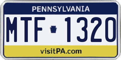 PA license plate MTF1320