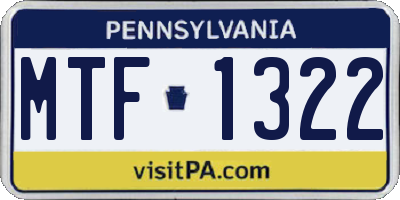 PA license plate MTF1322