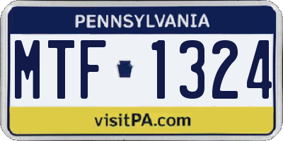 PA license plate MTF1324