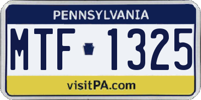 PA license plate MTF1325