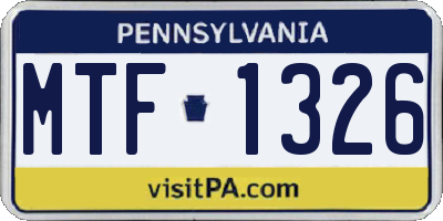 PA license plate MTF1326