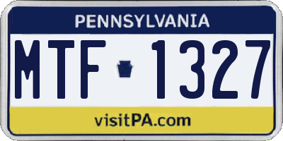 PA license plate MTF1327
